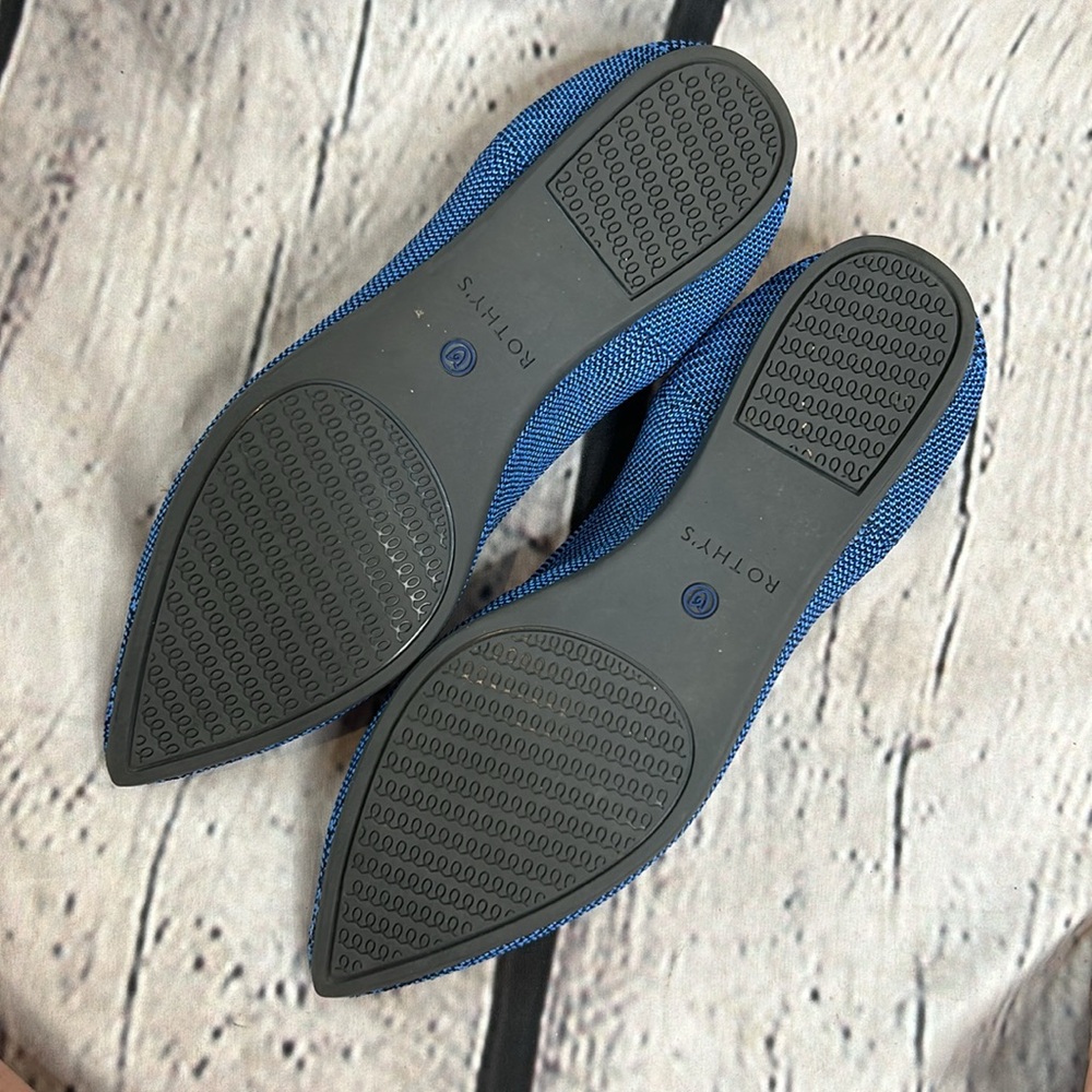 Rothy's RARE Lapis Blue Navy Python The Point Flats Size 7.5 Excellent Condition - Picture 7 of 11